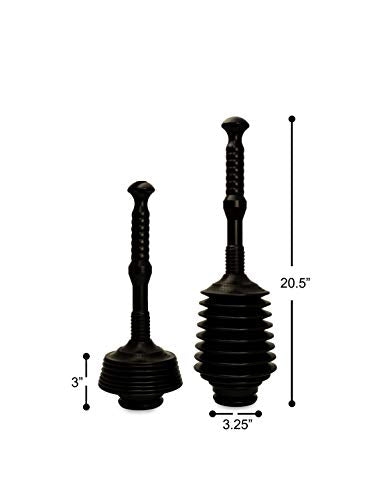 Master Plunger MP100-3 Heavy Duty Toilet Plunger Clears, Kitchen Sinks, Garbage Disposal and, Toilets Fast. Equipped with Patented Automatic Air Relief Valve, Black