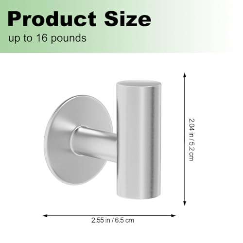 4 Pack Adhesive Towel Hooks for Bathroom, Waterproof Wall Mount Towel Holder, Brushed Nickel Silver Wall Robe Hook,Stainless Steel Heavy Duty Door Hanger Towel Hook for Kitchen, Bedroom, Hotel
