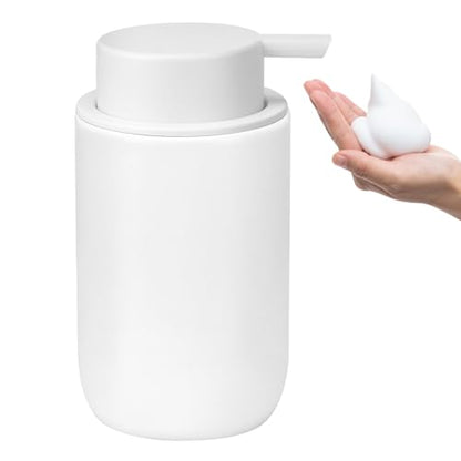 Soap Foaming Dispenser Ceramic with Easy-to-Press Pump Hand Foam Dispenser for Shampoo Bathroom Countertop 13.5 oz - color: Foam-white