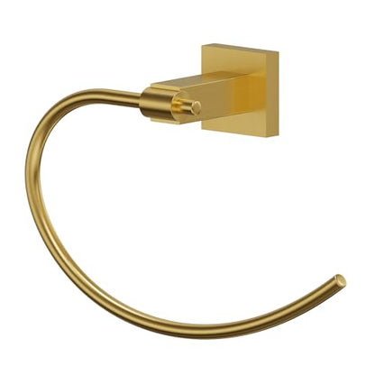 8.5 Inch Brushed Gold Hand Towel Ring for Bathroom, SUS304 Stainless Steel Wall Mounted Hand Towel Holder, Modern Square Base Swivel Towel Hanger, Heavy Duty - color: Brushed Gold