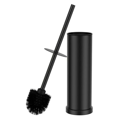 Black Toilet Brush and Holder Set，Stainless Steel Heavy Duty Toilet Bowl Brush，Extra Long Handled Modern Toilet Cleaner Brush with Replaceable Head, Removable Inner Bowl, and Splash Protection - color: Black, size: 1 Pack