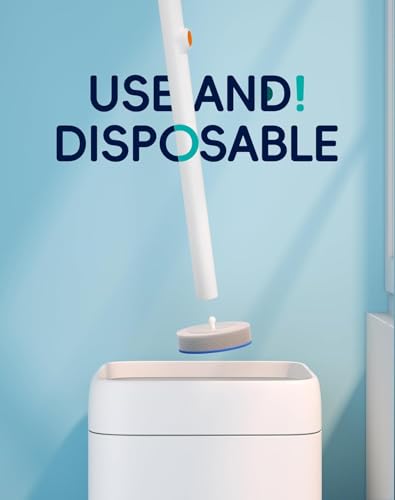 Disposable Toilet Cleaning System with Wall Mounted Brush, Holder and 18 High-Performance Refills for Deep Bathroom Cleaning