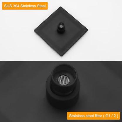 6 In Rain Shower Head High Pressure Rainfall Shower Head Matte Black | Square Rain Bathroom Showerhead, High Flow, Large Stainless Steel, Ceiling Mounted, Wall Mounted, Waterfall Full Body - color: Black, size: 6 Inch