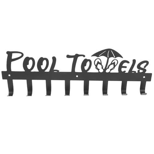 ABOOFAN Wall-Mounted Iron Towel Rack with Multiple Clothes Hooks, Black Metal Coat Rack for Bathroom and Entryway, Modern Wall Row Hook Rail for Towels, Hats, Robes, and Keys
