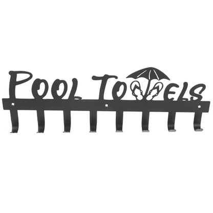 ABOOFAN Wall-Mounted Iron Towel Rack with Multiple Clothes Hooks, Black Metal Coat Rack for Bathroom and Entryway, Modern Wall Row Hook Rail for Towels, Hats, Robes, and Keys