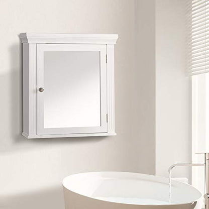 Teamson Home Stratford Floor Cabinet, White, Single-Door | Removable, Freestanding, Wooden, Chrome Knobs - color: White, style: Traditional