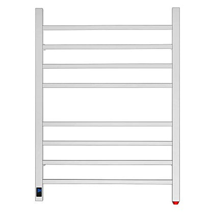 HEATGENE Towel Warmer with Timer and Temperature Control, Electric Towel Warmer with 8 Square Bars, Wall-Mounted Electric Towel Rack with 8 Square Bars, Plug-in/Hardwired Towel Rails - Mirror Polish - color: Mirror Polish