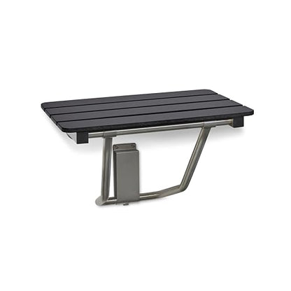 32-inch x 15-inch ADA Folding Wall Mount Bathroom Shower Seat Bench, Black Slatted Phenolic Seat - color: Black, size: 32"