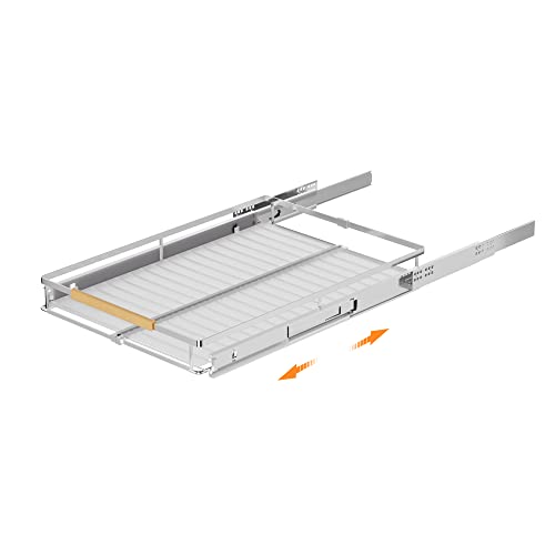 SANNO Pull Out Cabinet Organizer, Cabinet Shelf Kitchen Under Sink Shelf, Expandable Drawer Shelves with Sliding, Steel Metal Cabinet Drawers Slide Out, Chrome Finish - color: Chrome-3pack, size: S:12.1~18.4" W x 22.5" D