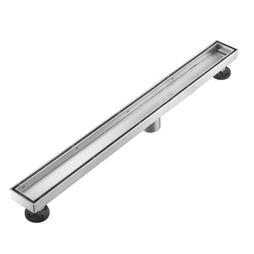AVSIILE Linear Shower Floor Drain, 32 Inch Brushed Nickel 304 Stainless Steel Bathroom Drains Kit, Rectangular Shower Trench Drain with Reversable Tile-in Pattern Drain Cover & Hair Catcher - color: Brushed Stainless, size: 32 Inch
