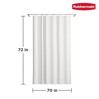 Rubbermaid White Shower Curtain Liner: Waterproof Fabric Shower Liner for Bathroom, with 2 Magnets and Rustproof Grommets, 70x72, Standard Size, White - color: White