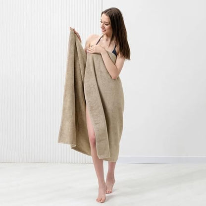 Bath Sheets – 550 GSM Extra Large Bathroom Sheet Set – Pack of 2 Jumbo Towels Beige (71x35in) – 100% Ring Spun Cotton Soft Quick Dry Large Bath Towels for Adults Hotel Spa Bathroom Use - color: Beige, size: Bath Sheets