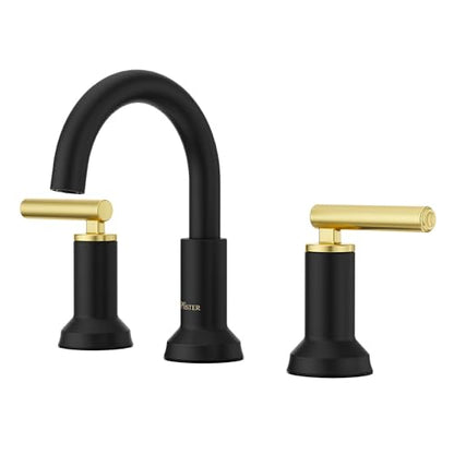 Pfister Capistrano 3Hole Widespread Black & Gold Bath Faucet LF049CSOBBG | Push & Seal drain, TiteSeal no-putty mount, 8in vanity faucet, Lead-free NSF - color: Matte Black and Brushed Gold, size: 1 Pack