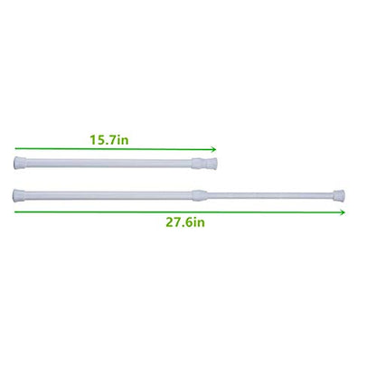 Tension Rods, 4 Pack 15.7-28 Inches Adjustable Spring Steel Cupboard Bars Tension Curtain Rod Shower Rod Extendable Width - color: White, size: 15.7-28 inches