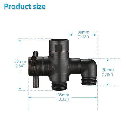 PDPBath Brass 3 Way Shower Arm Diverter Valve for Handheld Shower Head and Fixed Shower Head, G1/2 Universal Connection - Oil Rubbed Bronze - color: Oil Rubbed Bronze