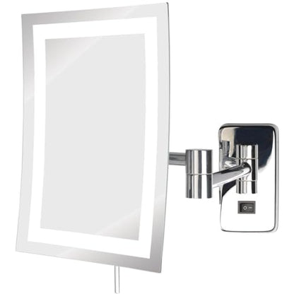JERDON Hardwired Wall-Mount Makeup Mirror - 5X/1X - Chrome - JRT710CLD | 6.5" x 9" Rectangular Frame, LED Lighting, Direct Wire Install - color: Chrome Direct Wire