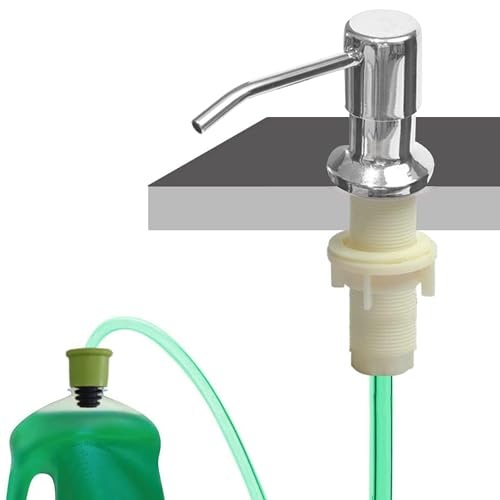 Soap Dispenser for Kitchen Sink (Chrome),Built in Design Sink Soap Dispenser, Refill from The Top, Stainless Steel Kitchen Soap Pump with 48.8 InchTube Kit - color: Chrome, style: Modern