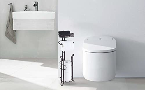 SunnyPoint Bathroom Heavyweight Toilet Tissue Paper Roll Storage Holder Stand with Reserve and Shelve, The Reserve Area Has Enough Space to Store Mega Rolls. (Bronze) - color: Orb