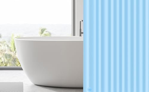 EHZNZIE Light Blue Shower Curtain Liner 72x72, PEVA Waterproof Bath Curtain, No Chemical Smell, 3 Weighted Magnets, Durable with Rustproof Metal Grommets - color: Light Blue, size: 72"W x 72"L (Pack of 1)