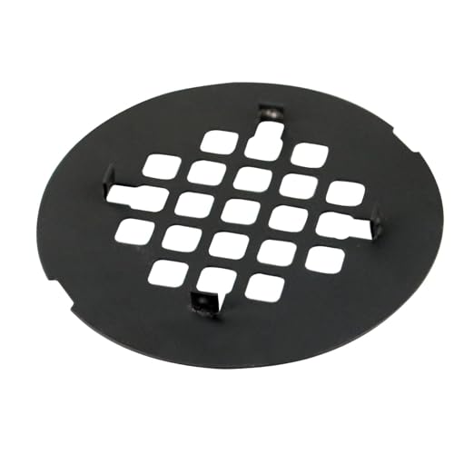 HIDROP Matte Black Snap-in Shower Floor Drain Cover, 4-1/4" OD Round Grid | Stainless Steel Drain Cover,Shower Drain Cover Replacement,Hair Catcher,Easy-to-Install,4.25 inch Round Shower Drain Strainer - color: Black