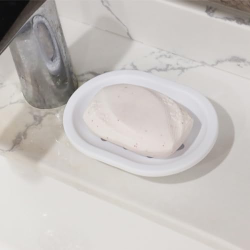 Topsky Soap Dish for Shower, 2pcs Soap Dishes Soap Savers for Bar Soap, Soap Bar Holder Shower with Drip Tray, Plastic Soap Holders with Drain for Kitchen Sink, Easy to Clean, Dry,White - color: White