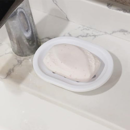 Topsky Soap Dish for Shower, 2pcs Soap Dishes Soap Savers for Bar Soap, Soap Bar Holder Shower with Drip Tray, Plastic Soap Holders with Drain for Kitchen Sink, Easy to Clean, Dry,White - color: White