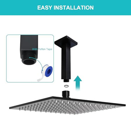 Enga Brass 6-Inch Straight Shower Arm with Flange, Matte Black - color: Matte Black, style: 6 Inch