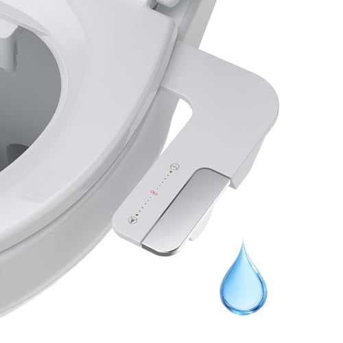 IDEALHOUSE Bidet Attachment for Toilet - Dual Nozzle Feminine Wash, Bidet Sprayer for Bathroom,Adjustable Water Pressure,Non-Electric Toilet Bidet for Bathroom Accessories(chrome handle)