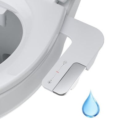 IDEALHOUSE Bidet Attachment for Toilet - Dual Nozzle Feminine Wash, Bidet Sprayer for Bathroom,Adjustable Water Pressure,Non-Electric Toilet Bidet for Bathroom Accessories(chrome handle)
