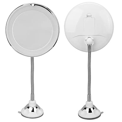 Asixxsix Lighted Makeup Mirror, 10X Magnification LED Fill Light Magnifying Mirror Vanity with Flexible Gooseneck for Bathroom Suction Cup Installation Portable Design