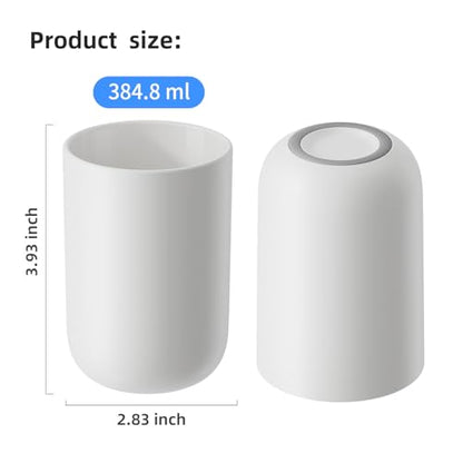 MOPMS Toothbrush Cup 13oz 380ml, Unbreakable Reusable Bathroom Tumbler 1Pc, Non-Slip Plastic Bathroom Cup Toothbrush Holders for Bathroom, Grey - color: Grey-1pc