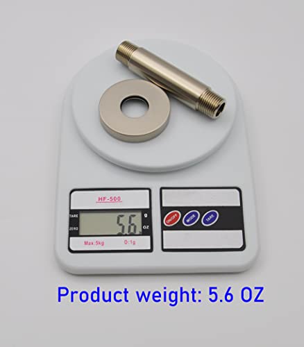 Shower Arm and O-Ring Flange, 3 inch, Solid Brass, Round, Both Soldered 1/2 NPT Tapered Threads, Straight Shower Arm Extension, Ceiling Shower Head Arm for Rainfall Shower (PVD Brushed Nickel) - color: Brushed Nickel PVD