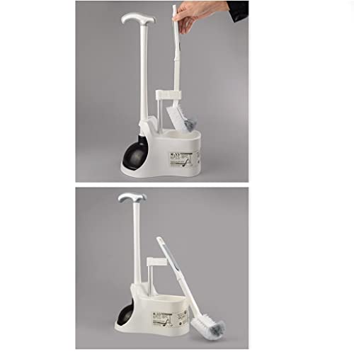 2 in 1 Heavy Duty Toilet Plunger Set with Holder Stand Base, Toilet Plunger and Brush, Bowl Brush and Plunger Combo for Bathroom Cleaning