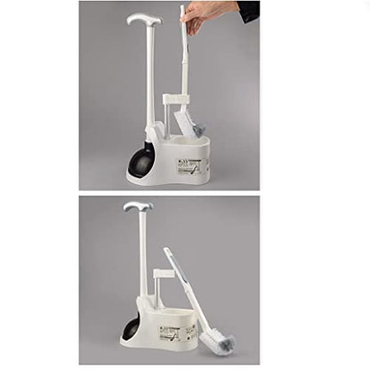 2 in 1 Heavy Duty Toilet Plunger Set with Holder Stand Base, Toilet Plunger and Brush, Bowl Brush and Plunger Combo for Bathroom Cleaning