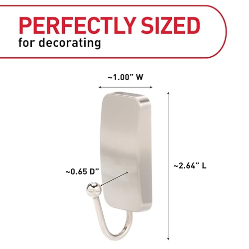 Command Small Bath Hook, Holds up to 1 lb, 1 Satin Nickel Shower Hook with 2 Water Resistant Strips, Damage-Free Bathroom Organization - color: Satin Nickel, size: 1 Pack