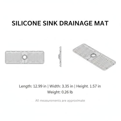 Silicone Faucet Splash Guard Mat, 13 x 3.35 Inches | Kitchen & Bathroom Sinks, Flexible Water Drainage Tray, With Slots - color: Beige