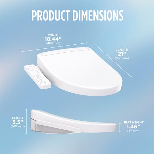TOTO® WASHLET® S2 Electronic Bidet Toilet Seat with Instantaneous Water Heating, PREMIST and EWATER+ Wand Cleaning, Elongated, Cotton White - SW3346#01 - color: Cotton White, size: Elongated