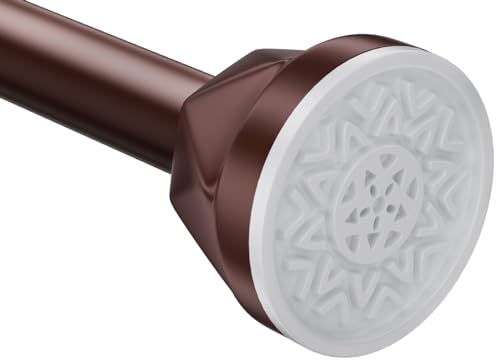Shower Rod 32-80 Inches, No Drill Tension, Never Rust Anti-Slip Curtain Rod for Bathroom Window, Adjustable Brown - color: brown, size: 32-80 inches