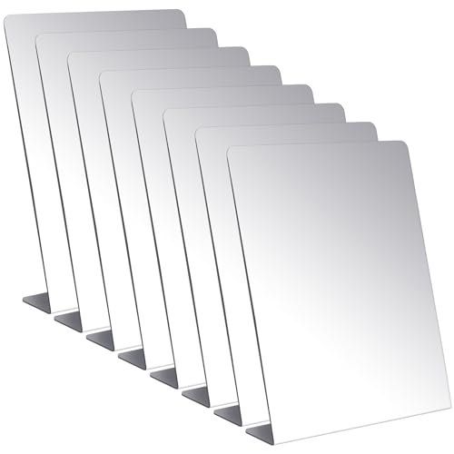 8 Pcs Counter Top Mirror Freestanding Table Desk Mirror Self Portrait Single Sided Acrylic Glass for Tabletop Desk Counter Bedroom Office Bathroom Home Dorm (9 x 10 Inch) - size: 9 x 10 Inch