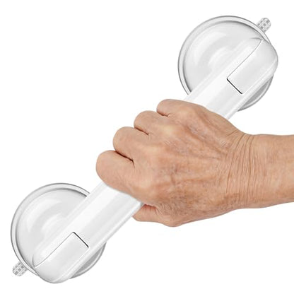 Upgraded Grab Bars for Shower Bathtub Bathroom Wall, Heavy-Duty Suction Grab Bars Shower Handle Safety for Elderly Seniors Handicap, No Drilling Tool-Free, Easy Removal and Reusable (White) - color: White