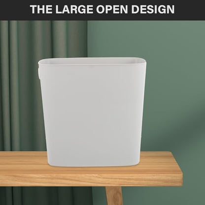 Toyvian Kitchen Trash Can Narrow Space Waste Basket Plastic Home Bathroom Bedroom Garbage Container 1pcs Light Gray