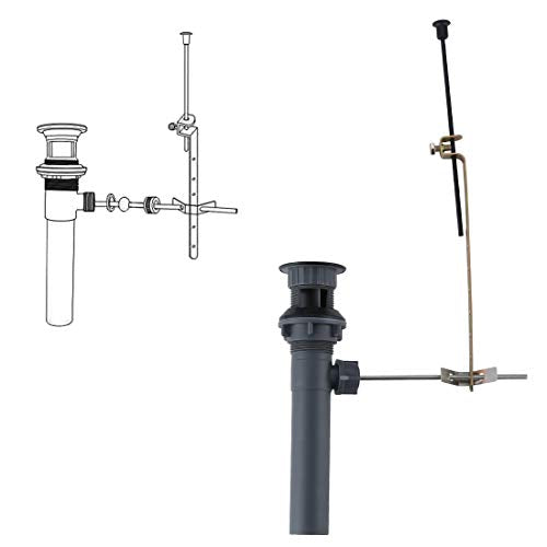 WOWOW Bathroom Drain Assembly Stopper with Lift Rod for Bathroom Faucet Vanity Sink Pop-Up Drain Stopper Assembly with Lift Rod and Overflow,Black - color: Matte Black, style: Style B: lift rod drain