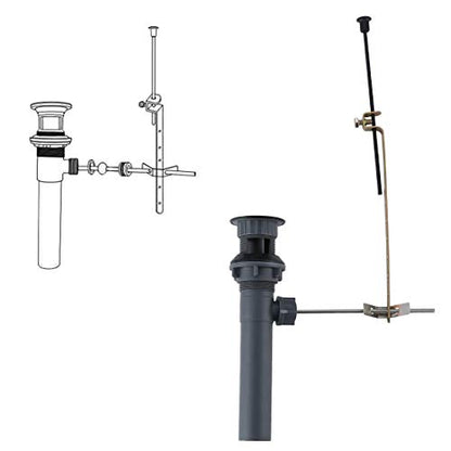 WOWOW Bathroom Drain Assembly Stopper with Lift Rod for Bathroom Faucet Vanity Sink Pop-Up Drain Stopper Assembly with Lift Rod and Overflow,Black - color: Matte Black, style: Style B: lift rod drain