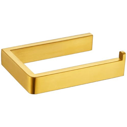 Brushed Gold Toilet Paper Holder, 304 Stainless Steel, Wall Mounted | 304 Stainless Steel, Rustproof for Bathroom Restroom Vanity, Space-saving Tissue Holder, Fits Regular, Large, Mega Rolls - color: Brushed Gold