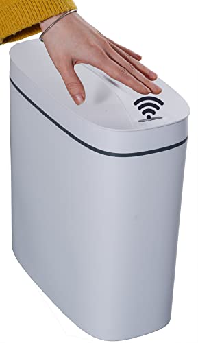 Sooyee 14 Liter Automatic Trash Can with lid,3.6 Gallon Touchless Trash Can or Kick,Garbage Cans for Kitchen,Bathroom,Office,Bedroom,Living Room,White - color: 14L White