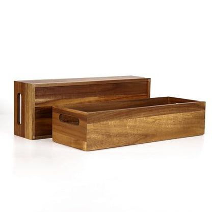 Natural Acacia Wood Bathroom Tray with Handles for Organizing Toiletries and Accessories - 16.5L x 6W inch