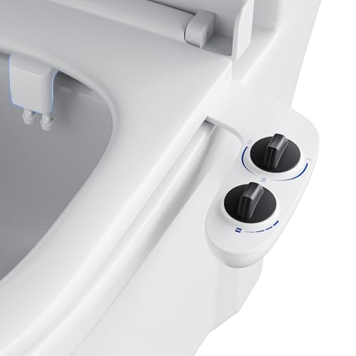 IDEALHOUSE Bidet Attachment for Toilet - Dual Nozzle Feminine Wash, Bidet Sprayer for Bathroom,Adjustable Water Pressure,Non-Electric Toilet Bidet for Bathroom Accessories(black knob)