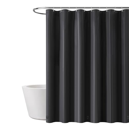 LONDON FOG 8G PEVA Shower Liner with Metal Grommets 1-Piece Standard Shower Curtain in Black, 70 x 72, PEVA, Adult, All Season, Oeko-TEX Certified - color: Black