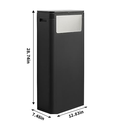 WanWanKa Trash Can with Lid, Large Tall 8 Gallon Commercial Trash Can, Plastic Waste Bin with Press top Lid, White Garbage Can Suitable for Kitchen, Bathroom, Bedroom, Living Room, Office(Black) - color: Black