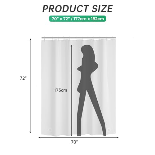 AmazerBath Frosted Shower Curtain Plastic, Heavy Duty Bathroom Curtain Premium PEVA, 8G Weighted Shower Curtains for Bathroom with 3 Big Weighted Stones and 12 Rustproof Grommets, 70x72 Inches - color: Frosted, size: 70"W x 72"L (Pack of 1)